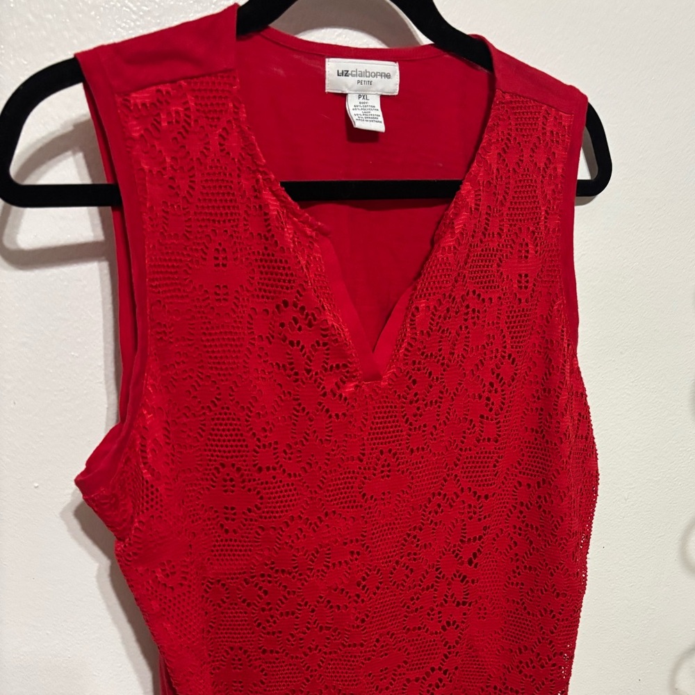 Liz Claiborne Vibrant Red Lace Blouse